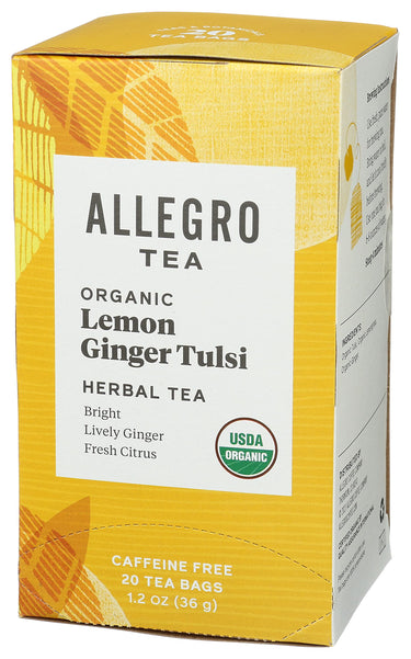 Allegro Tea, Organic Lemon Ginger Tulsi Tea Bags, 20 ct